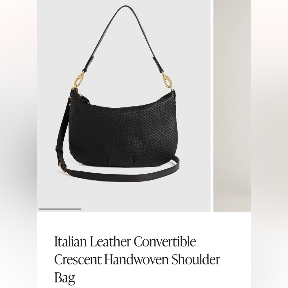 Quince Italian leather black woven bag